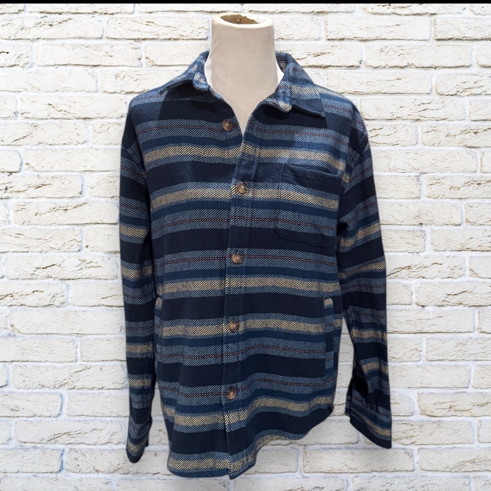 NWT Goodfellow & Co. Button Down Heavy Weight Plaid Blue/Tan Shirt - Size Small